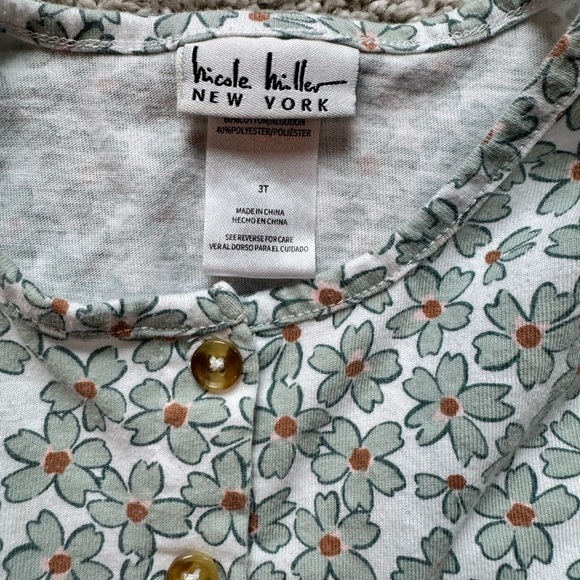 Nicole Miller Floral Button-Up Top Blouse with Empire Waist - Size 3T - Picture 4 of 7